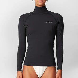 ONEILL 2025 SALINA PREMIUM HIGH NECK LONG SLEEVE UV RASH VEST BLACK