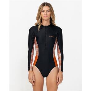 ONEILL 2026 BAHIA LYCRA HALF FZ LS SURFSUIT TANGERINE TILE