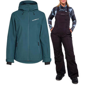 ONEILL SNOW 2025 APLITE SNOW JACKET ALMA STEEL + O'RIGINALS BIB RELAXED SNOW PANTS BLACK OUT