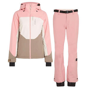 ONEILL SNOW 2025 CARBONITE SNOW JACKET GENUINE PINK COLOUR BLOCK + STAR SLIM SNOW PANTS GENUINE PINK