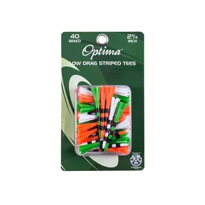 OPTIMA NO RESIST LOW DRAG STRIPED GOLF TEES 2 3/4" 40 PACK
