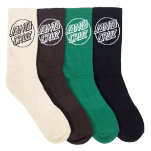 SANTA CRUZ OPUS DOT CREW SOCKS 4 PACK MULTI