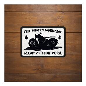 OXFORD GARAGE METAL SIGN: OILY BIKER'S WORKSHOP