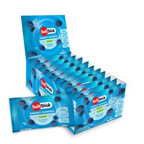 SALTSTICK ENERGY GUMMIES SOUR BLUE RAZZ 1 BOX WITH 10X 50G PACKS