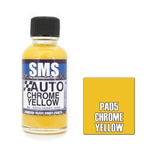 SMS AIRBRUSH PAINT 30ML AUTO COLOUR CHROME YELLOW SCALE MODELLERS SUPPLY