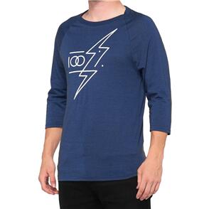 100% HELGI 3/4 TECH-TEE NAVY HEATHER