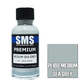 SMS AIR BRUSH PAINT 30ML PREMIUM MEDIUM SEA GREY  ACRYLIC LACQUER SCALE MODELLERS SUPPLY