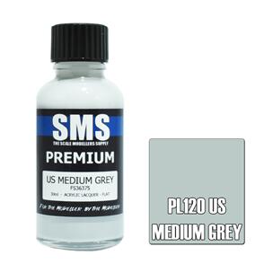SMS AIR BRUSH PAINT 30ML PREMIUM US MEDIUM GREY  ACRYLIC LACQUER SCALE MODELLERS SUPPLY