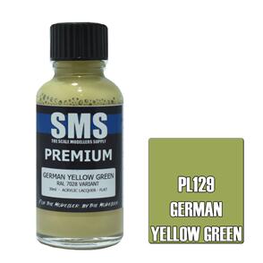 SMS AIR BRUSH PAINT 30ML PREMIUM GERMAN YELLOW GREEN  ACRYLIC LACQUER SCALE MODELLERS SUPPLY