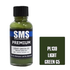 SMS AIR BRUSH PAINT 30ML PREMIUM LIGHT GREEN G5  ACRYLIC LACQUER SCALE MODELLERS SUPPLY