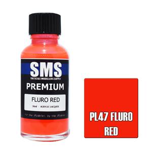 SMS AIRBRUSH PAINT 30ML PREMIUM FLURO RED ACRYLIC LACQUER SCALE MODELLERS SUPPLY