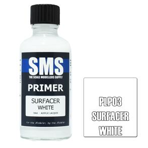 SMS AIRBRUSH PAINT 50ML PRIMER SURFACER WHITE ACRYLIC LACQUER SCALE MODELLERS SUPPLY