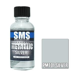 SMS AIRBRUSH PAINT 30ML METALLIC SILVER ACRYLIC LACQUER SCALE MODELLERS SUPPLY