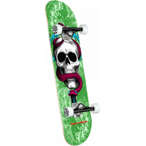 POWELL PERALTA COMPLETE SKULL & SNAKE ONE OFF GREEN 7.75