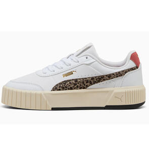 PUMA WOMENS CARINA MIA ANIMAL FLAIR PUMA WHITE-DUSKY GRAY-ALPINE SNOW