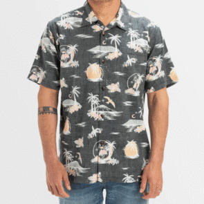 QUIKSILVER DNA DESTINATION ISLAND SS SHIRT BLACK DNA