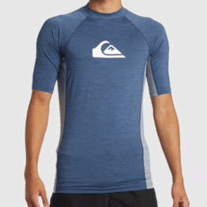 QUIKSILVER EVERYDAY UPF50 COMP SS RASH VINTAGE INDIGO HEATH