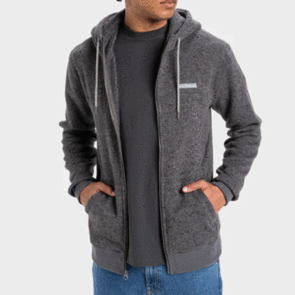 QUIKSILVER KELLER BLOCK ZIP DARK GREY HEATHER