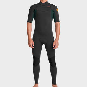 QUIKSILVER EVERYDAY SESSIONS 2/2 SS CHEST ZIP STEAMER BLACK GREEN