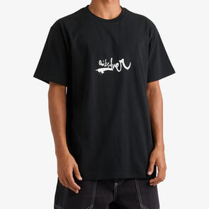 QUIKSILVER IMPAIRED LOGO DNA SCREEN TEE BLACK