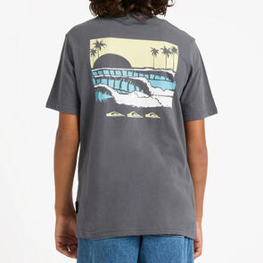 QUIKSILVER YOUTH STACKED LINE UP SS SCREEN TEE IRON GATE