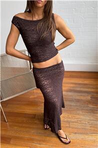 ROLLAS ROSALIE LACE SKIRT CHOCOLATE