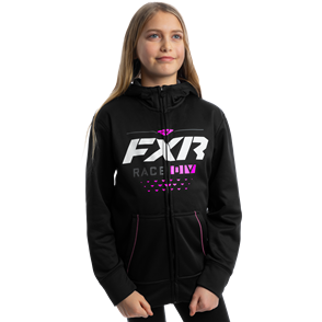 FXR YOUTH RACE DIVISION TECH HOODIE BLACK/ELEC - PINK 