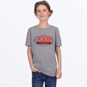FXR YOUTH RACE DIVISION PREMIUM T-SHIRT - GREY HEATHER/RED