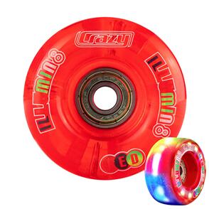 CRAZY SKATES 58MM ILLUMIN8 RED LED LIGHT-UP ROLLER SKATE WHEELS (SET OF 2)
