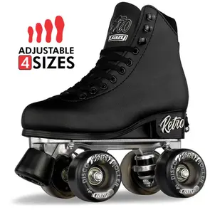 CRAZY SKATES RETRO BLACK SIZE ADJUSTABLE ROLLER SKATES