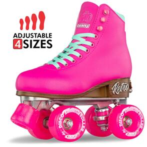 CRAZY SKATES RETRO PINK SIZE ADJUSTABLE ROLLER SKATES