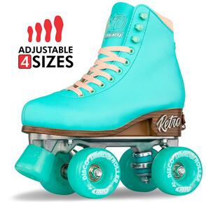 CRAZY SKATES RETRO TEAL SIZE ADJUSTABLE ROLLER SKATES