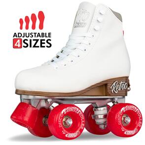 CRAZY SKATES RETRO WHITE SIZE ADJUSTABLE ROLLER SKATES