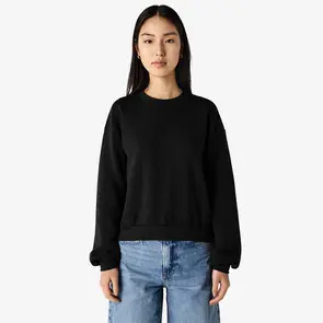 AMERICAN APPAREL RF494 REFLEX FLEECE WOMEN'S CREWNECK SWEATSHIRT - BLACK