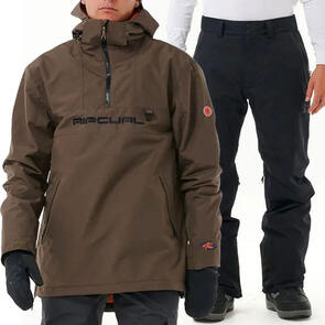 RIP CURL SNOW 2025 ANTI SERIES ANORAK 20K/20K JACKET ROCK + ANTI SERIES ROCKER 20K/20K PANTS BLACK