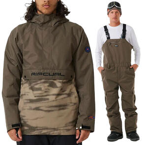 RIP CURL SNOW 2025 ANTI SERIES PRIMAL 10K/10K JACKET ROCK + ANTI SERIES TAIPAN 10K/10K BIB ROCK
