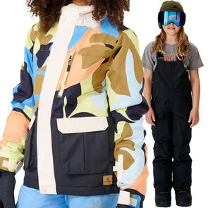 RIP CURL SNOW 2025 YOUTH ANTI SERIES SNAKE JACKET 10K BLUE + BIB JUNIOR PANT JET BLACK