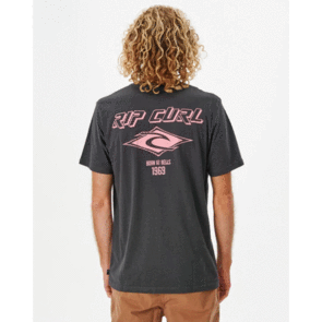 RIP CURL FADE OUT ICON TEE BLACK PINK