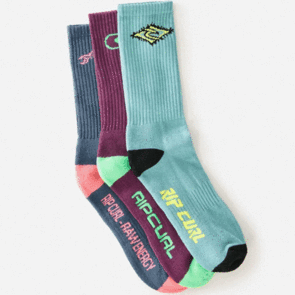 RIP CURL RETRO CREW SOCK 3 PACK PINE NIGHT