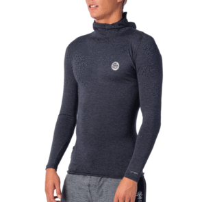RIP CURL WETSUITS 2020 TECH BOMB L/S HOODED RASH CHARCOAL MARLE