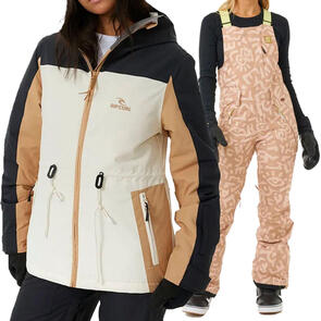 RIP CURL SNOW 2025 RIDER BETTY JACKET 10K/10K BONE + VERMONT BIB 10K/10K BEIGE