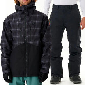 RIP CURL SNOW 2025 ANTI SERIES FREERIDER 20K/20K JACKET BLACK + ANTI SERIES ROCKER 20K/20K PANTS BLACK