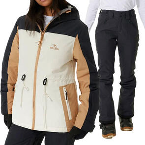 RIP CURL SNOW 2025 RIDER BETTY JACKET 10K/10K BONE + RIDER HIGH WAIST PANT 10K/10K BLACK