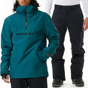 RIP CURL SNOW 2025 ANTI SERIES ANORAK 20K/20K JACKET TREKKING GREEN + ANTI SERIES ROCKER 20K/20K PANTS BLACK