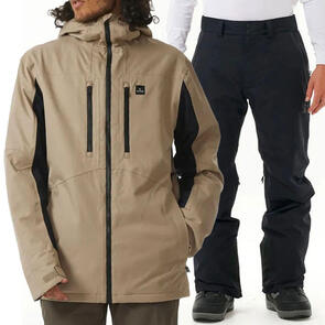 RIP CURL SNOW 2025 ANTI SERIES FREERIDER 20K/20K JACKET SAND DUNE + ANTI SERIES ROCKER 20K/20K PANTS BLACK