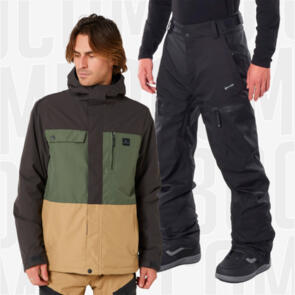 RIP CURL SNOW TWISTER JACKET OLIVE + SEARCH PANT BLACK COMBO