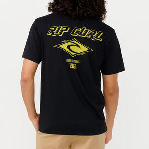 RIP CURL FADE OUT ICON TEE TEE BLACK/LIME