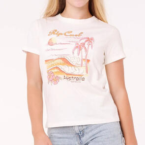 RIP CURL GIRLS WAIKIKI STANDARD TEE BONE AUST