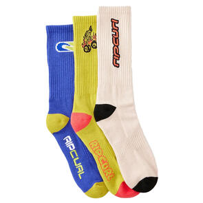 RIP CURL RETRO CREW SOCK 3-PK SOCK VINTAGE WHITE