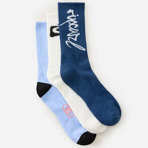 RIP CURL RETRO CREW SOCK 3-PK SOCK DARK NAVY